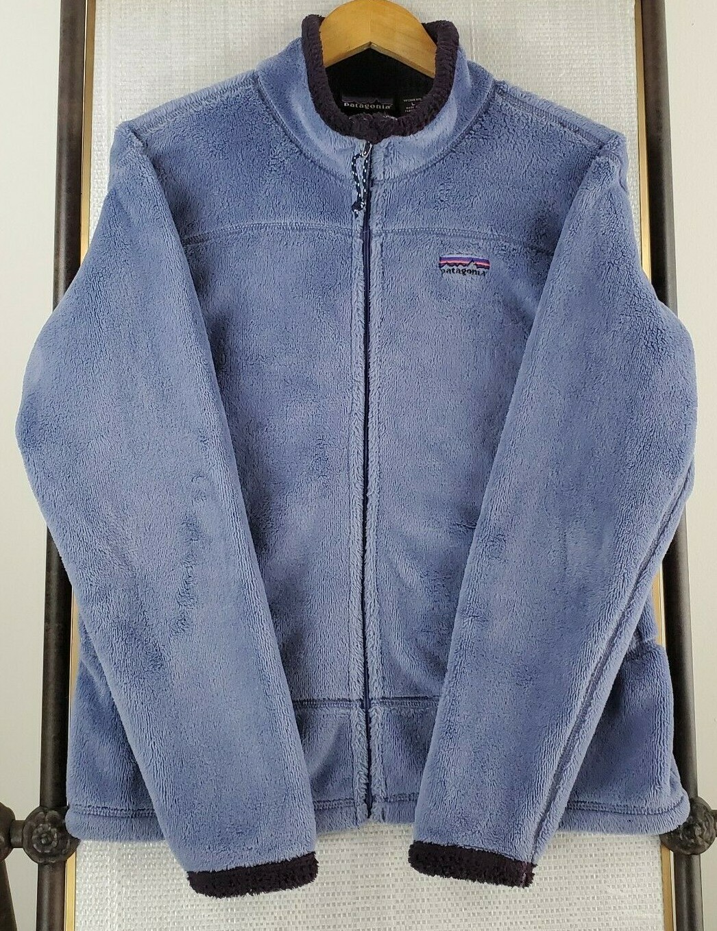 VTG PATAGONIA Large Womens Made in USA R2 Regulator Fleece Blue Pile Jacket Coat