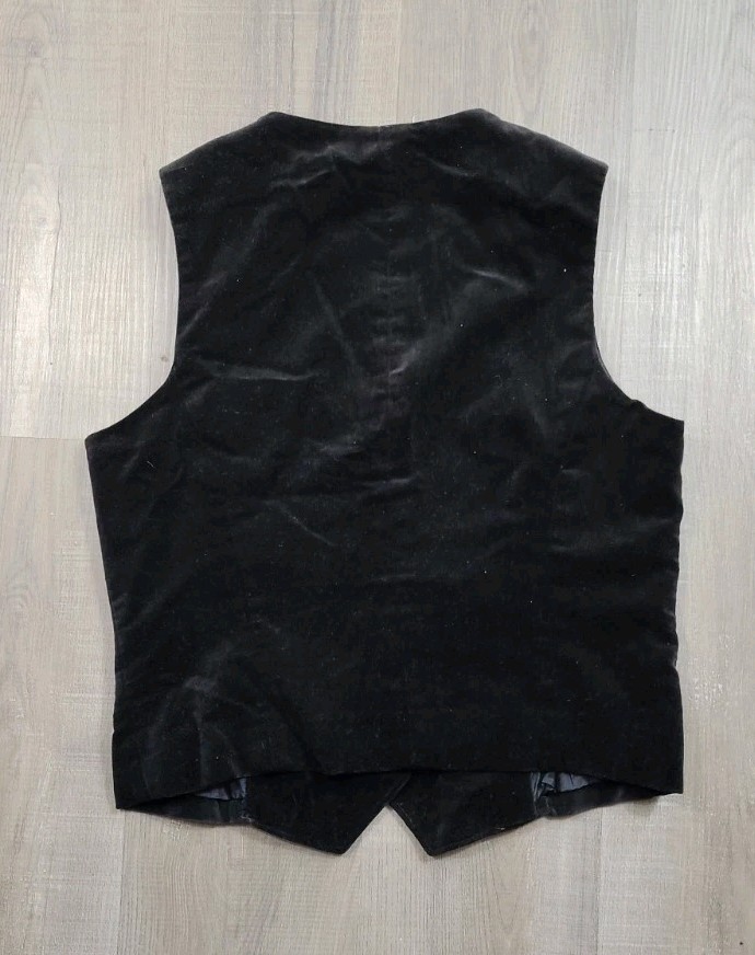 Vtg 80s Evan Picone Saks Fifth Avenue Black Velvet Vest Size 16 Union Made USA