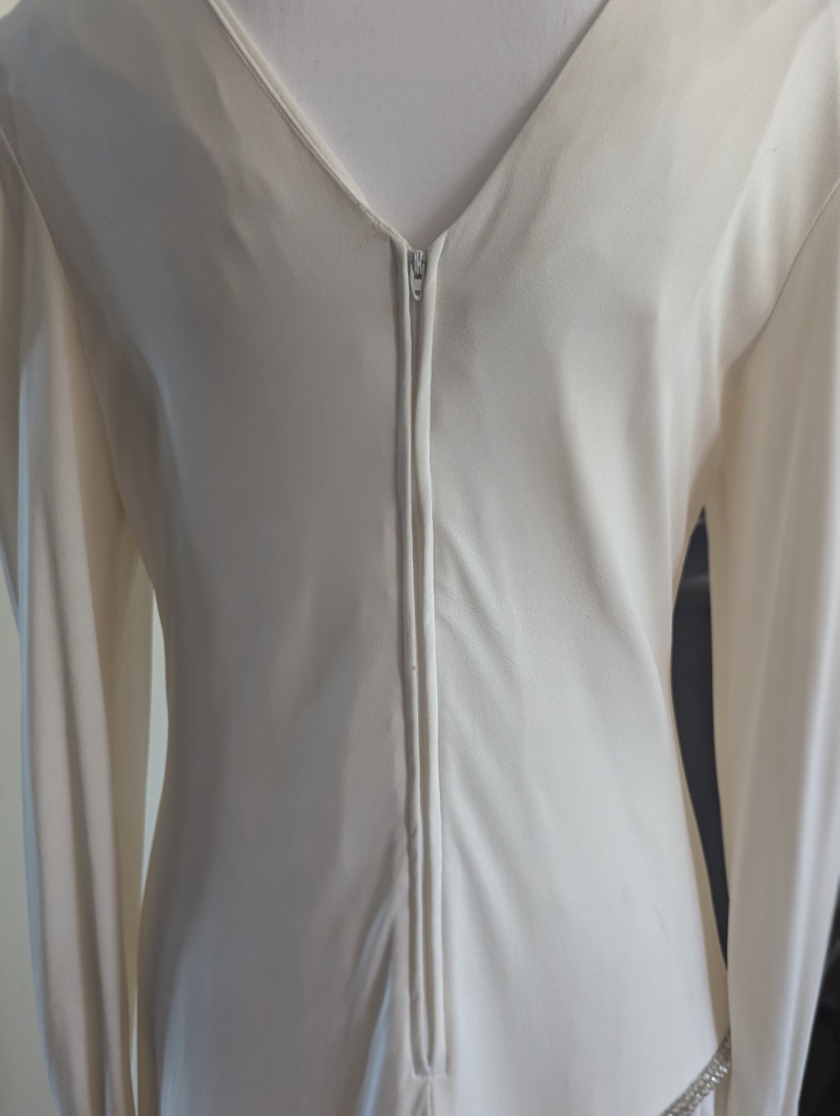 Mint VTG 1987 Pantagis Drop Waist Dress Cream Rhinestone Deadstock Era 11/12 USA