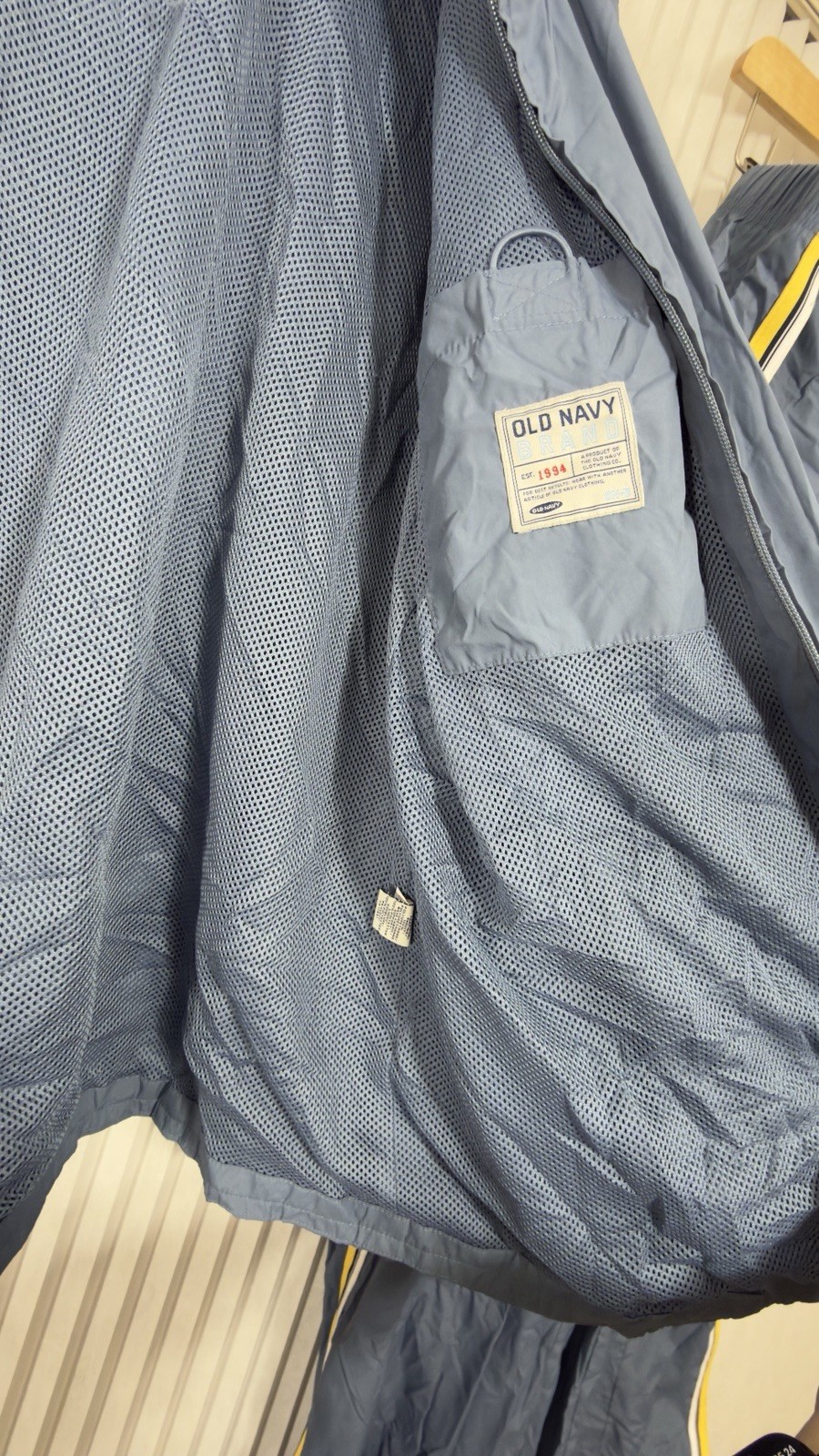 VTG Old Navy 2 Piece Blue Yellow Lining Cotton Track Suit Jacket Pants XXL Y2K
