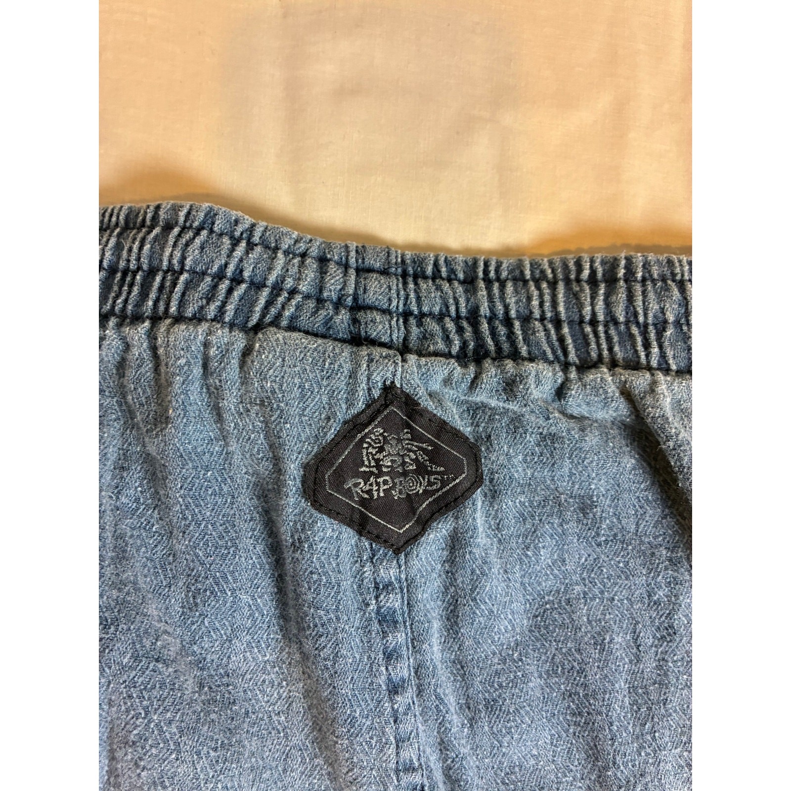 Vintage Rap Boys Jeans XL Elastic Waist Acid Wash Denim Pants 90s Streetwear USA