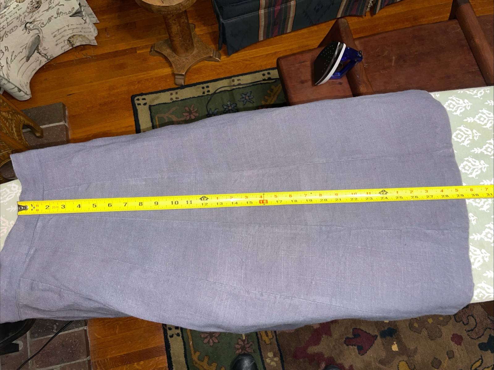 Vintage 50s Mid Century Gray Linen 16 Panel A-Line Rockabilly Skirt Size 28w