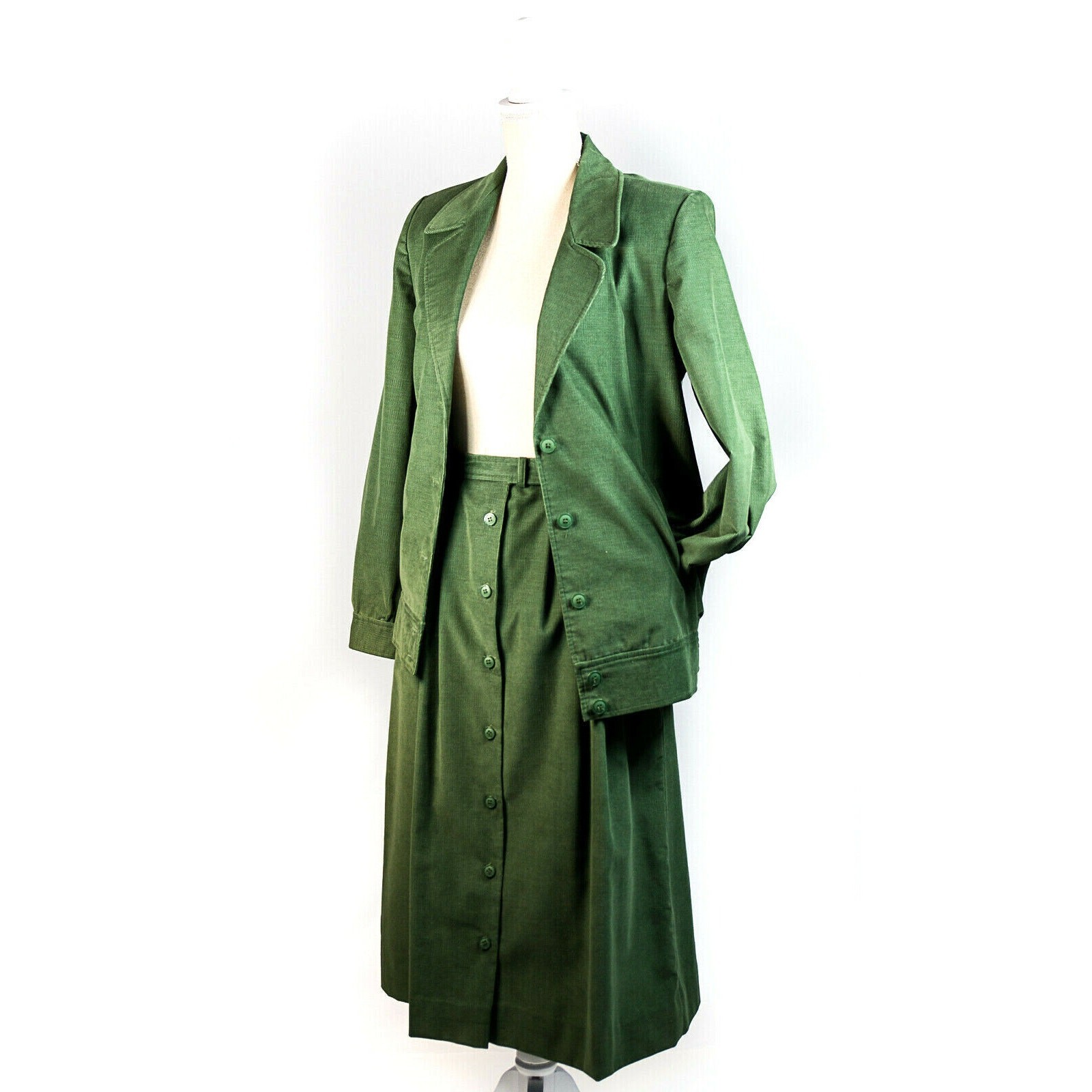 VTG 80s Suburbans Corduroy Midi Skirt Sz 6 Green Cottage Academia Preppy Granny