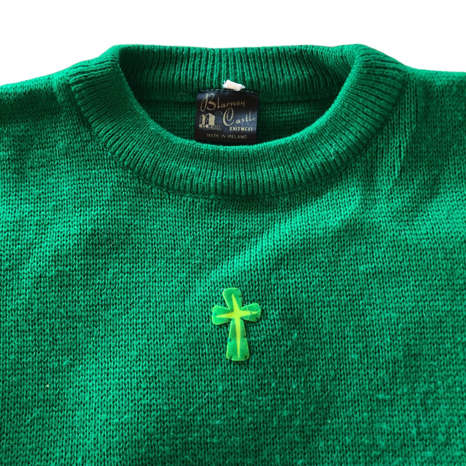 Vtg Blarney Castle Irish Sweater Size Medium Pullover Shamrocks St Patricks Day