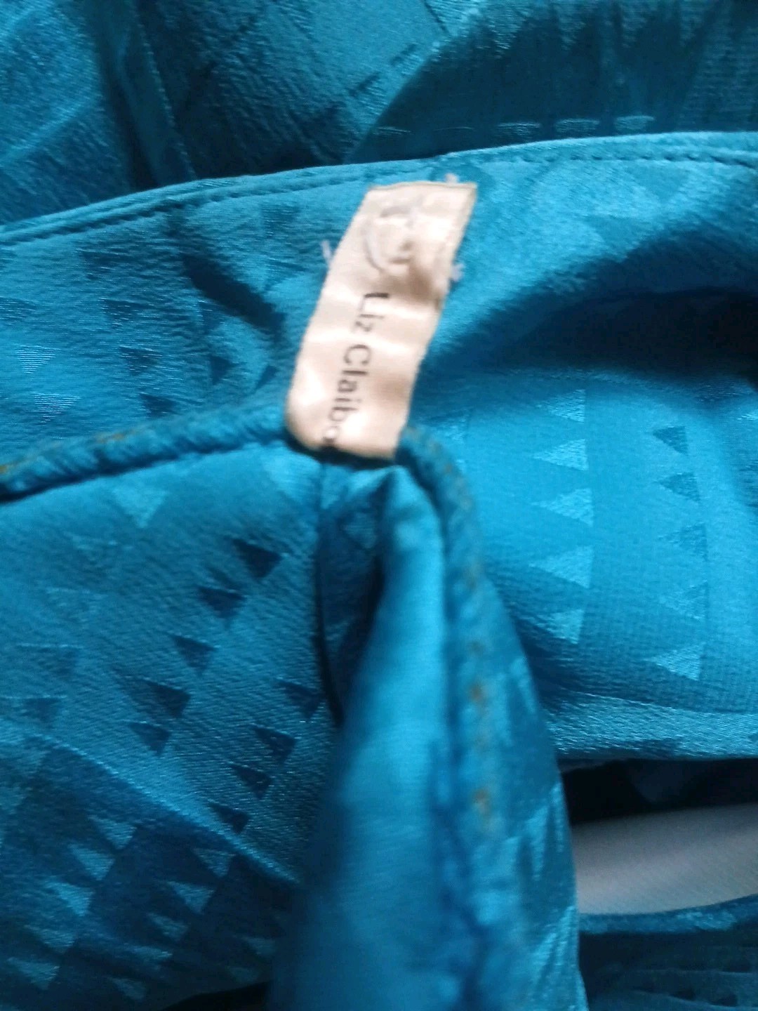 Teal Silk Blouson Dress Liz Claiborne 1980s Back Button sz 8