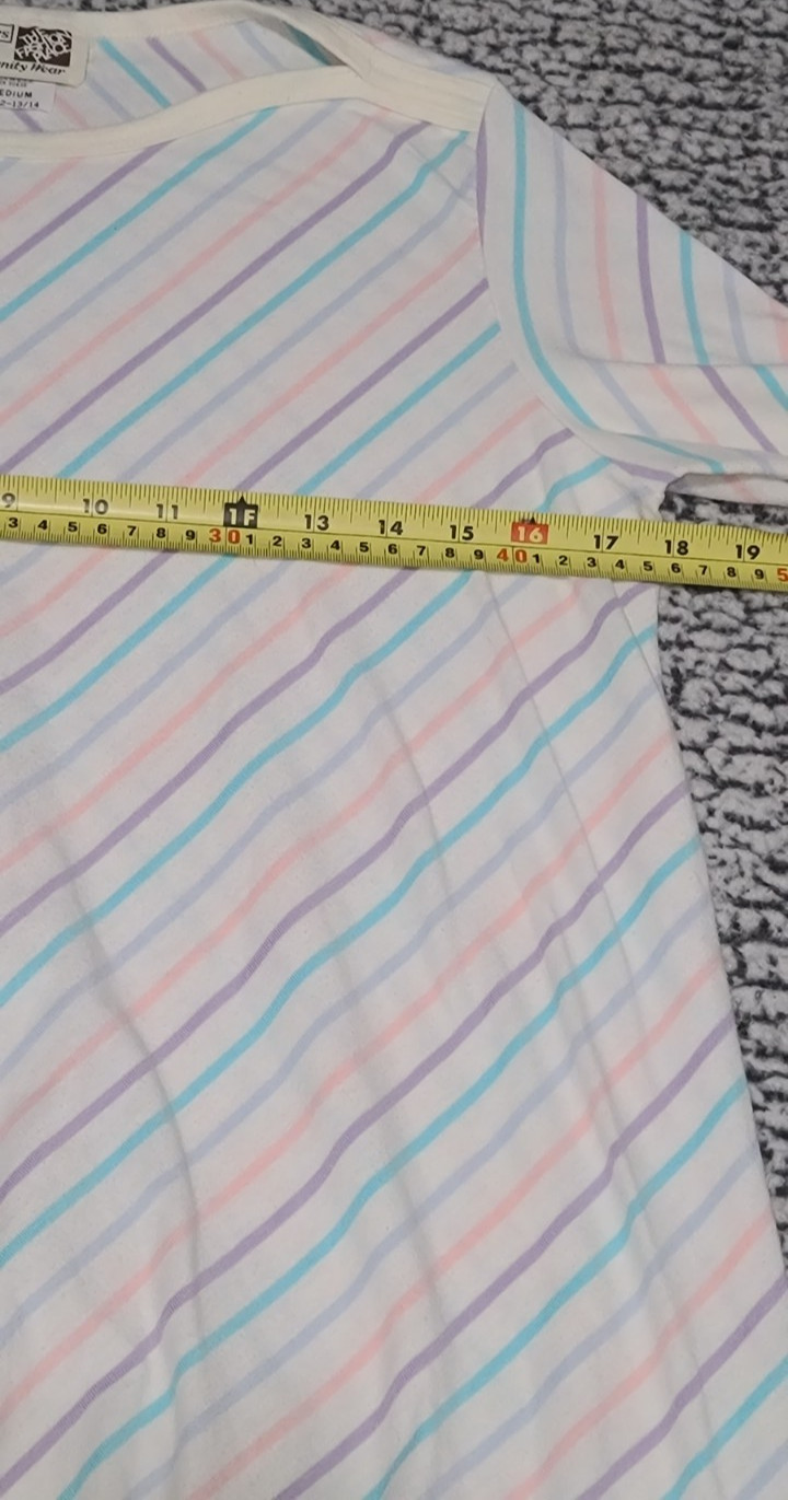 Vintage 80s Sears Maternity Wear Pastel Striped Shirt Sz Medium 11/12-13/14 Boho