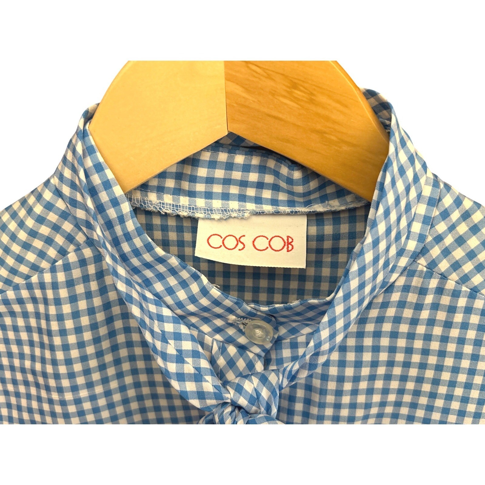 Vintage Cos Cob Gingham Blouse Bow Cottagecore Picnic Summer Farmhouse Americana