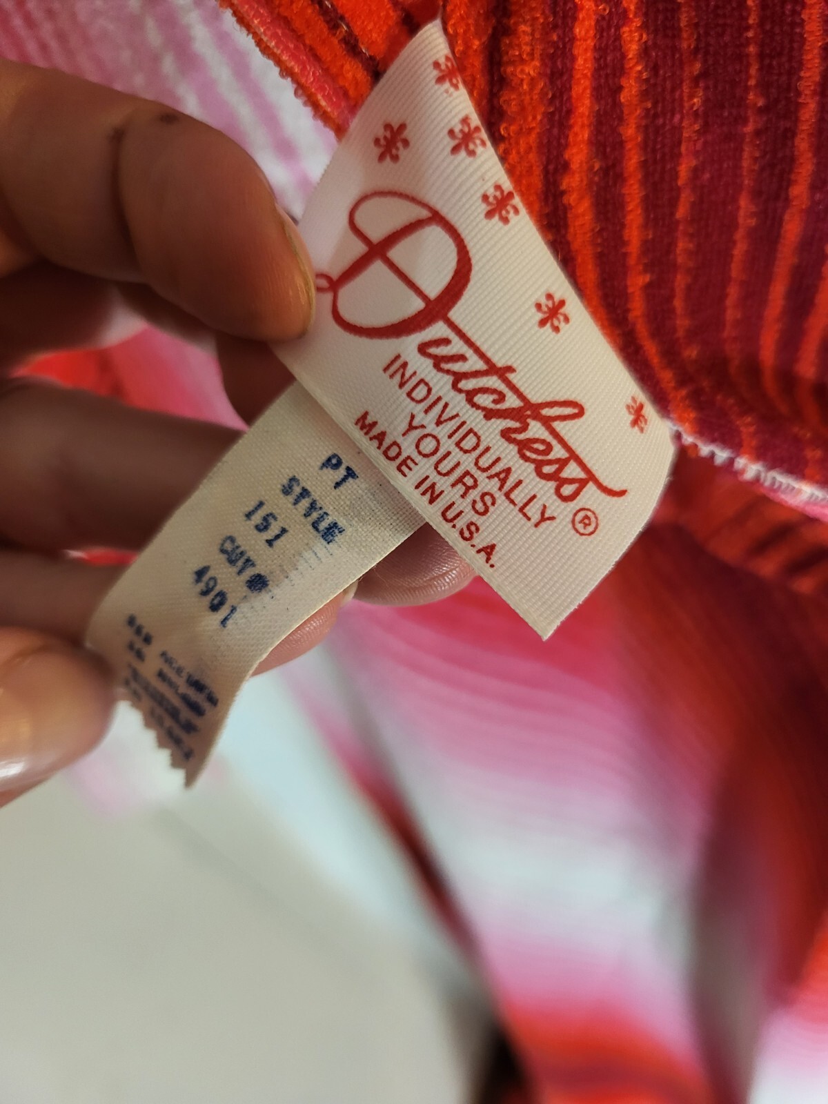VTG Dutchess Individually Yours Made USA Long Colorful Reds Pinks Hippie Sze S