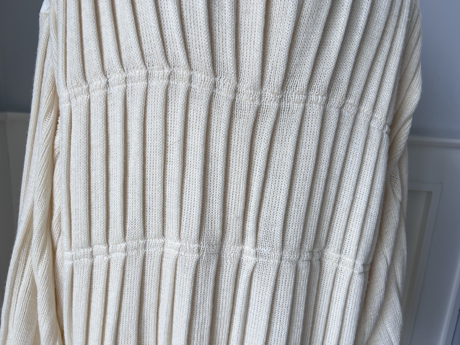 Maurada Vintage Ivory Knit Long Cardigan With Bishop Sleeves Size 1X- 2XL