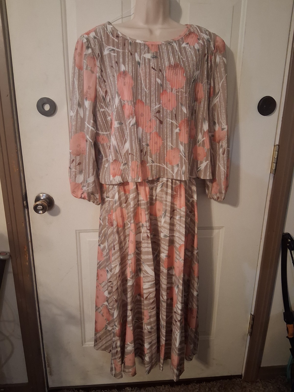 1B 80s Vintage Carriage Court Floral Layered Capelet Blouson Dress Size 18