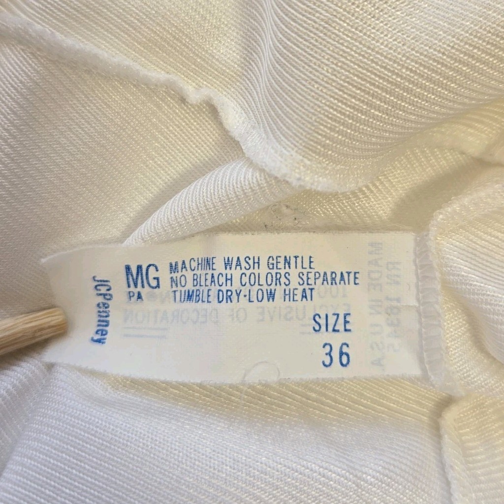 Vintage Applause JCPENNEY Full Slip Size 36 White Nylon Lace Lingerie