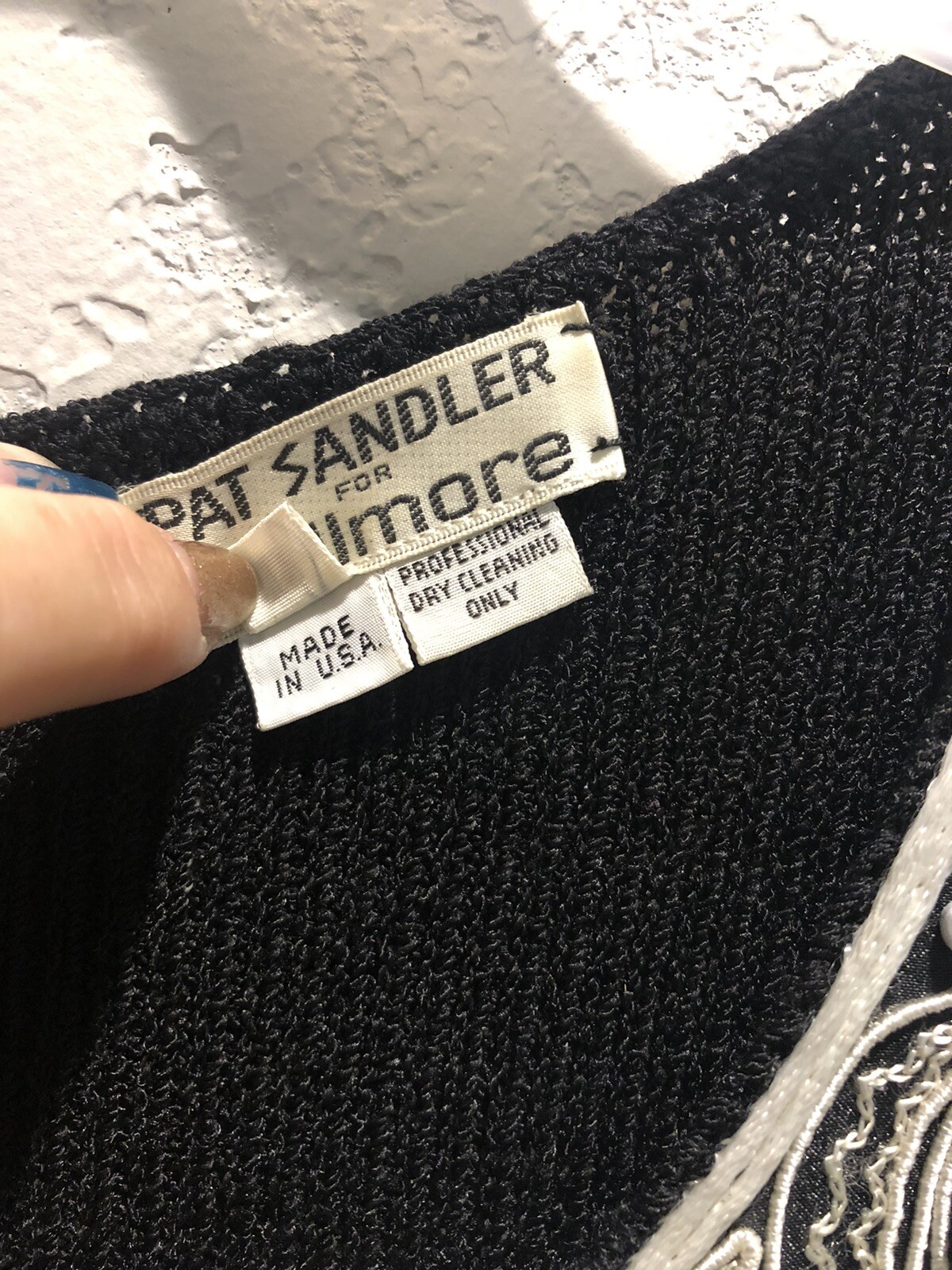 Vintage Saks Fifth Avenue Pat Sandler Wellmore Dress Sweater Knit Beaded Sz 10