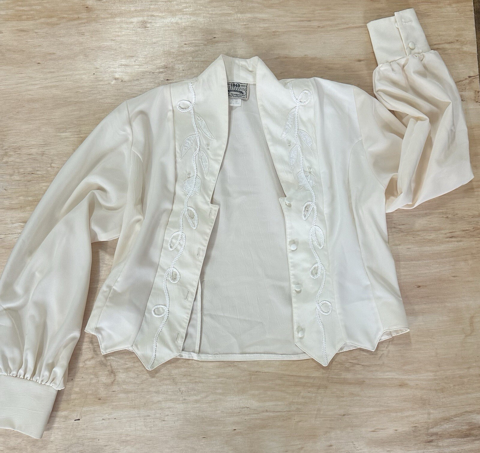 1849 Authentic Ranchwear Vintage Cream Lace Blazer And Skirt Set Size LG w/ Slip