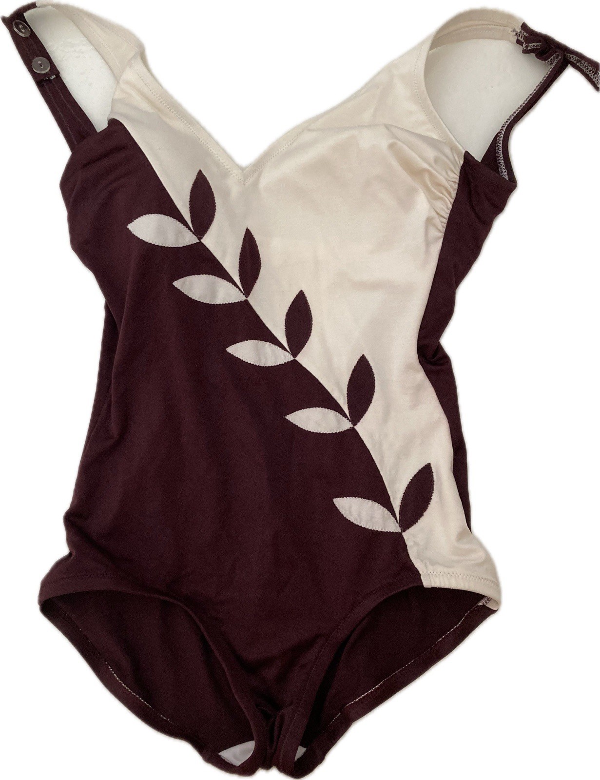 Vintage De Weese design Stretch Swimsuit Burgundy Red Bathing Suit Size 12 34