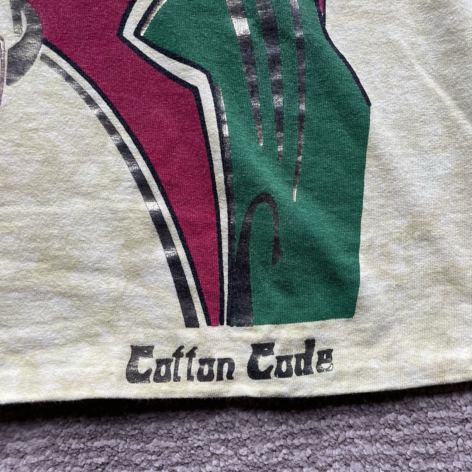 Vintage Cotton Code Graphic Embellished T-Shirt 100% Cotton Multi-color USA made