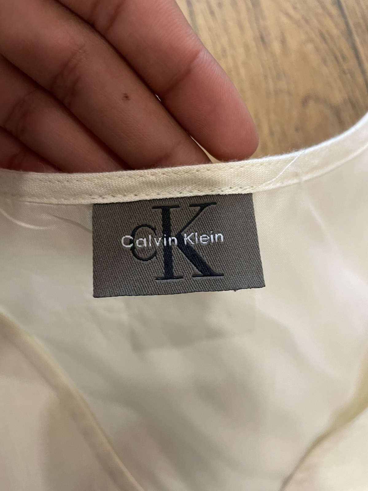 Vintage 90s CK Calvin Klein Creme Linen Tunic Dress