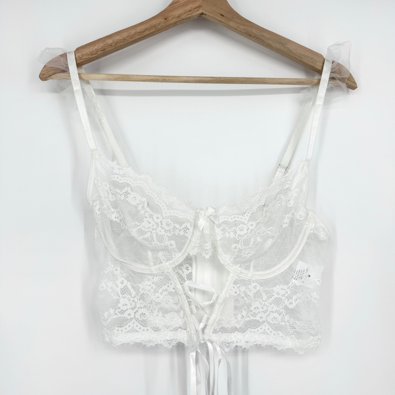 Avid Love White Lace Lingerie Top Sz M