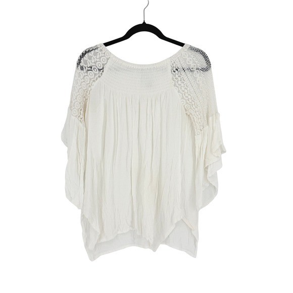 Vintage Y2K Fairy Boho Peasant Festival Top Crochet Lace White Small Womens Ren