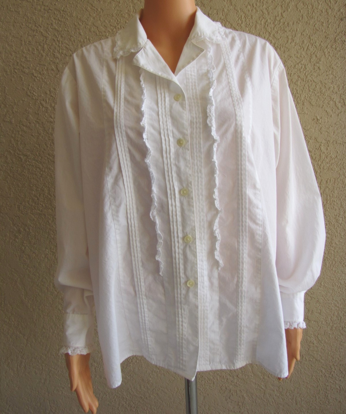 Vintage Late 1980s Laura Ashley White Cotton Victorian Style Blouse / Shirt