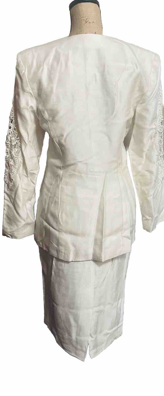 Jessica McClintock Vintage White Lace 2 Pc Wedding Formal Skirt Suit Dress Sz8
