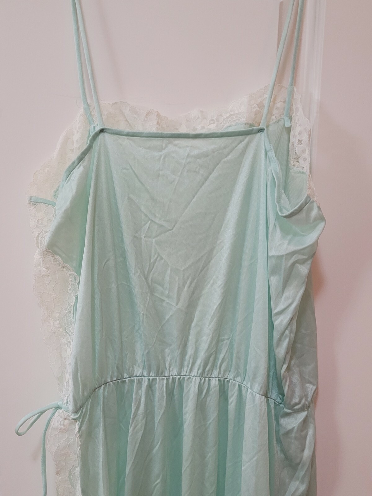 Vintage Avon Fashions Lingerie Mint Green Nightgown Side Tie Size Small Chemise