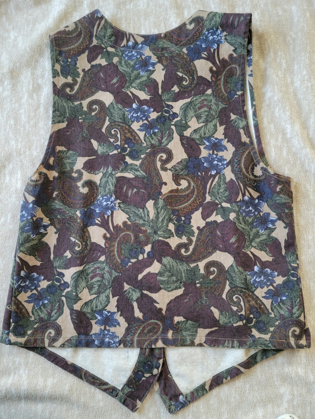 Vintage Northcrest Women’s Button Fashion Vest Floral & Paisley Cotton Twill-M/L