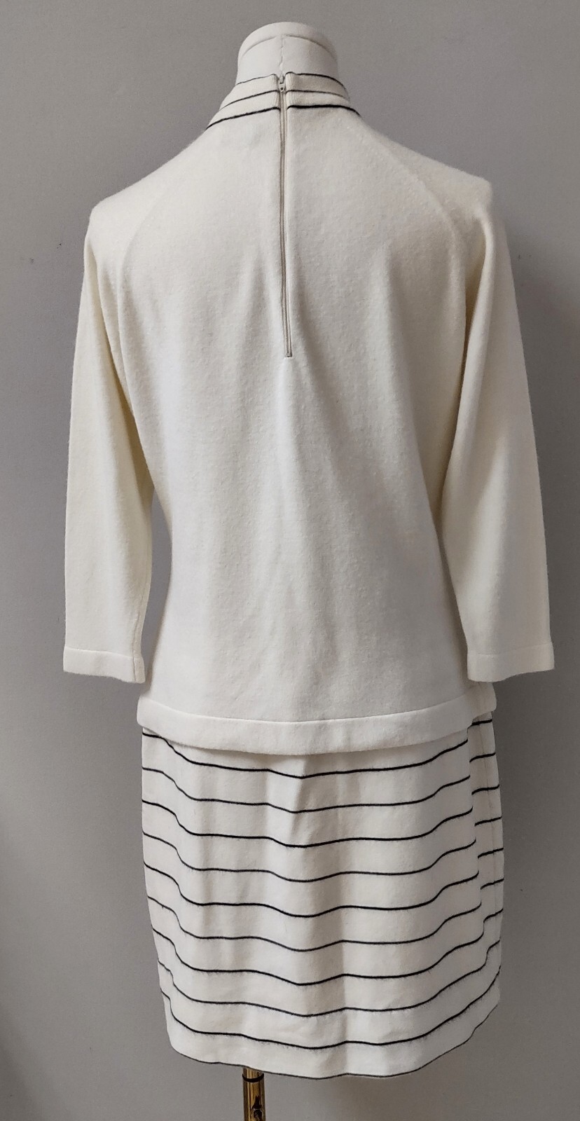 Talbot Taralan MOD Vintage 60’s Knit Cream Black Orlon Acrylic Skirt Top Set S/M
