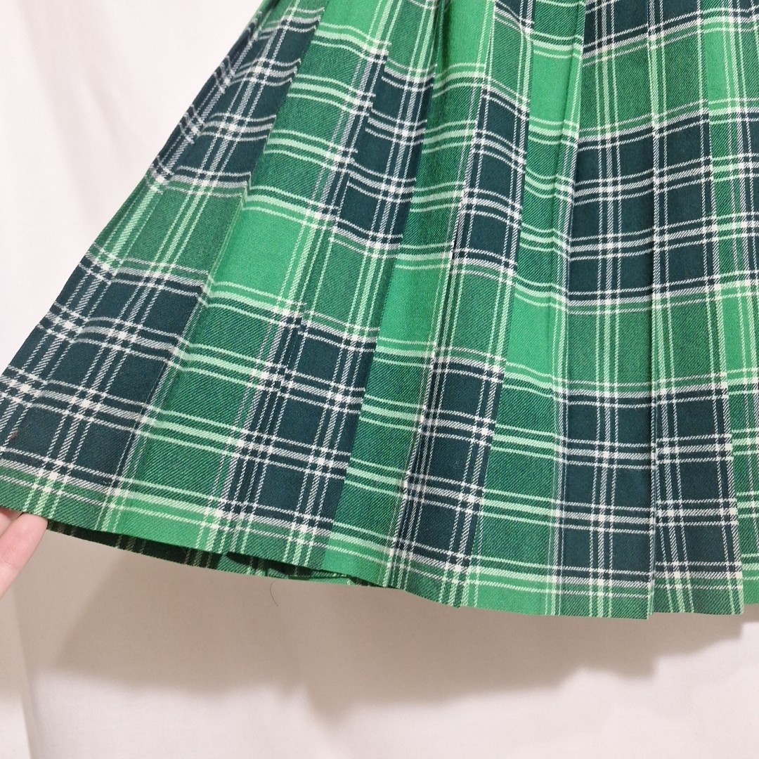 Vtg The Scotch House Tartan Plaid Wool Kilt Skirt Green Size 28