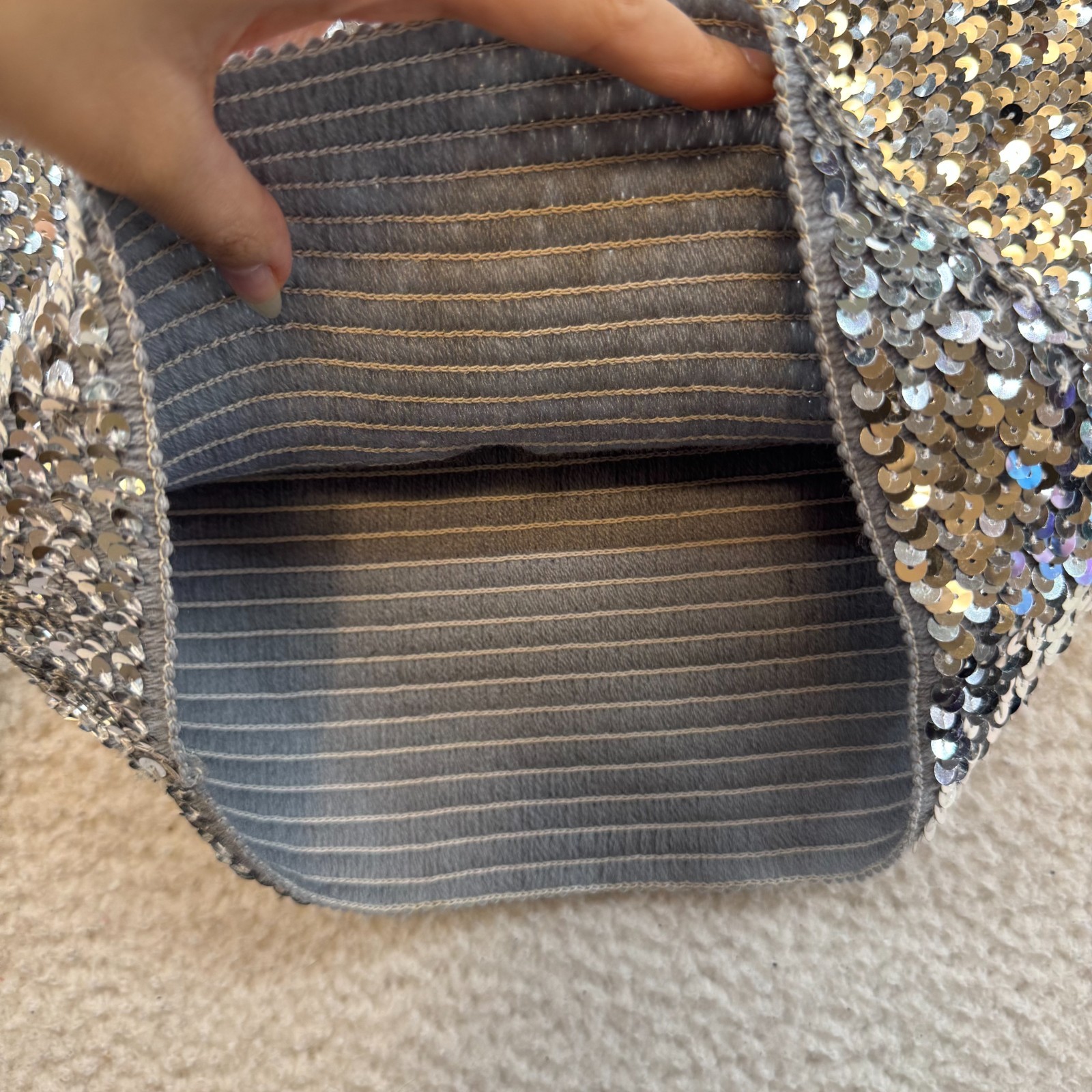 Y2K Vintage Sequin Tube Top Small Medium Silver Metallic New Years Rave Club