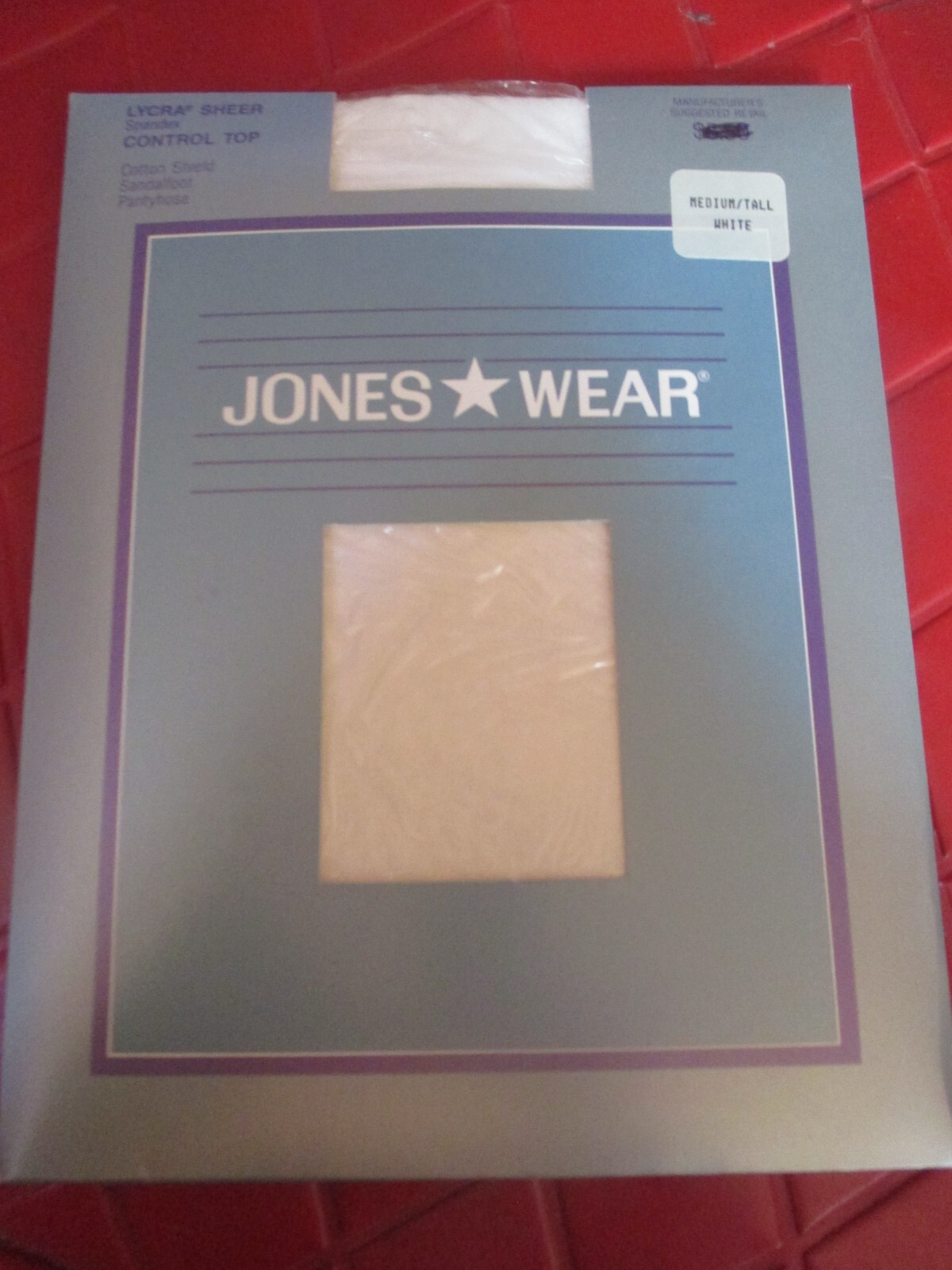 JONES WEAR Vintage WHITE Nylon PANTYHOSE-Size MED TALL – 120 to 170 lbs – 1990’s
