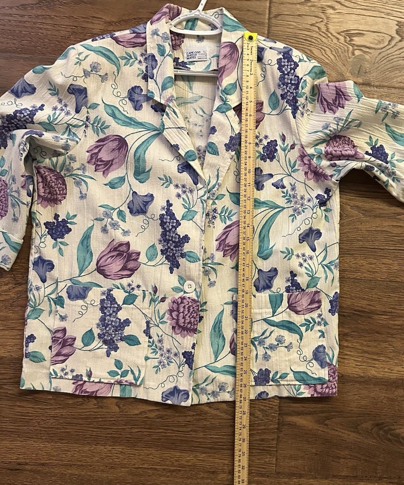 Vintage Cape Cod Match Mates Floral Cotton Blazer Jacket Women’s L Cottagecore