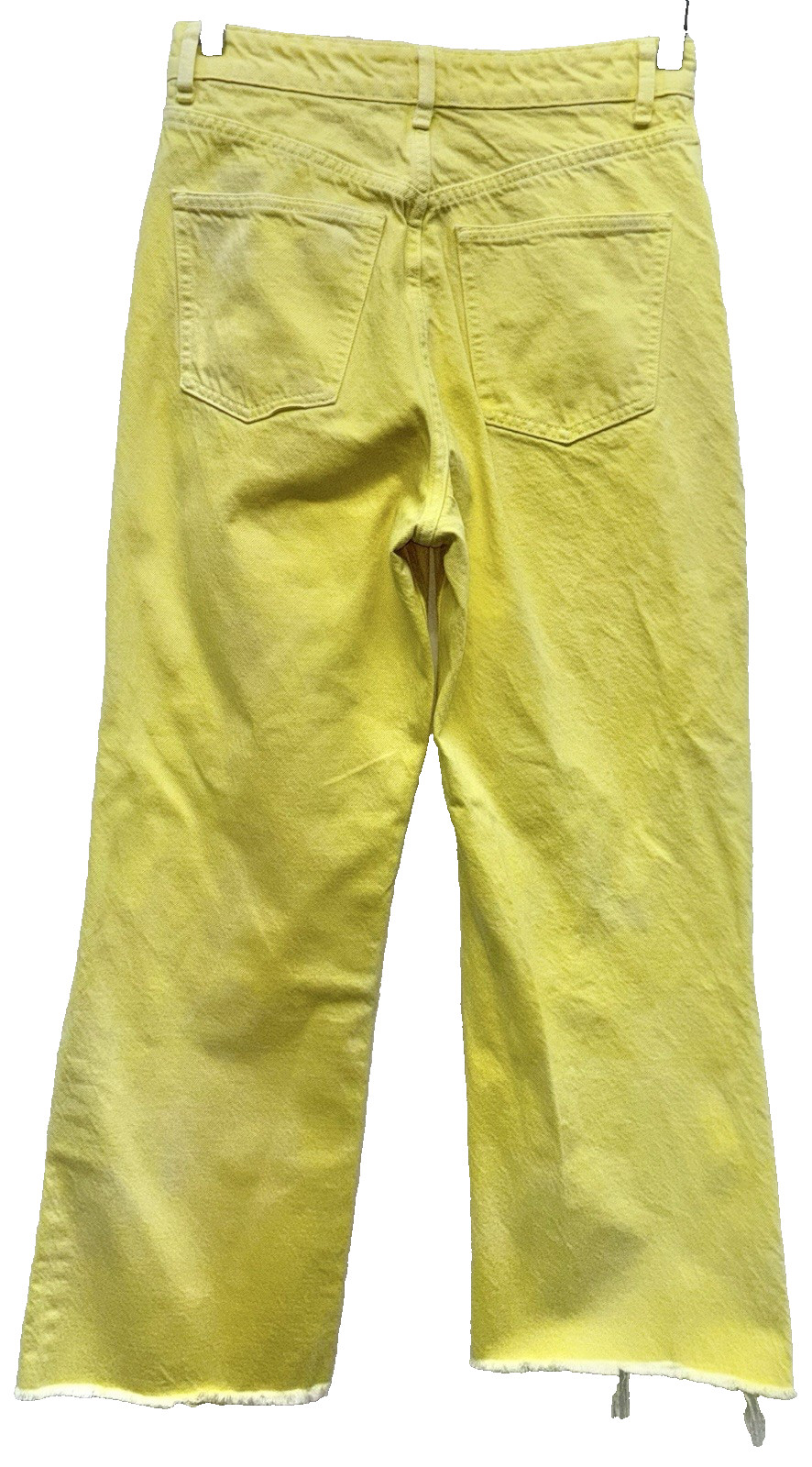 VTG Zara Women Size 6 Faded Yellow Wide Leg Denim Jeans High Rise 100% Cotton