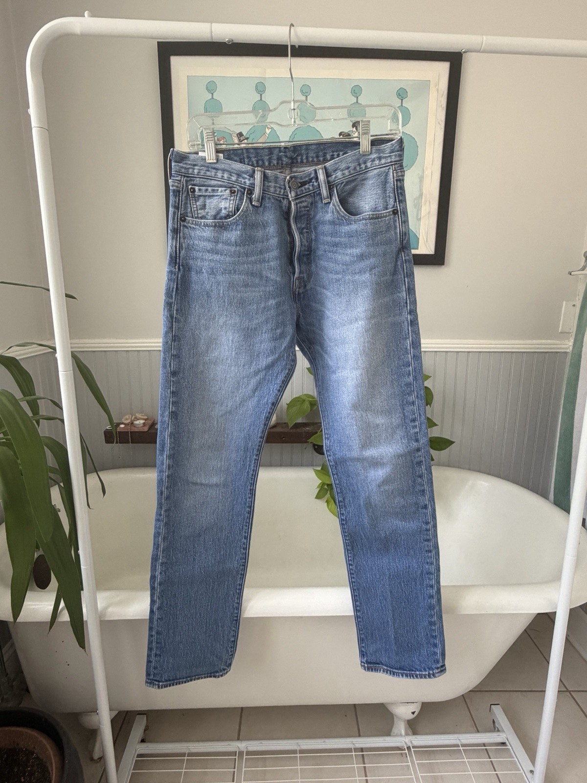 Vintage 501 Levis Denim Jeans Perfect Fade Button Fly