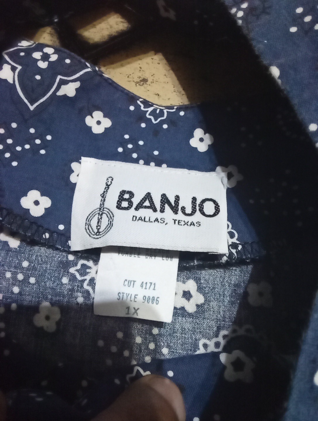 Vintage Banjo Dallas Texas Blue Bandana Button Western Top Cowgirl Women’s Sz 1X