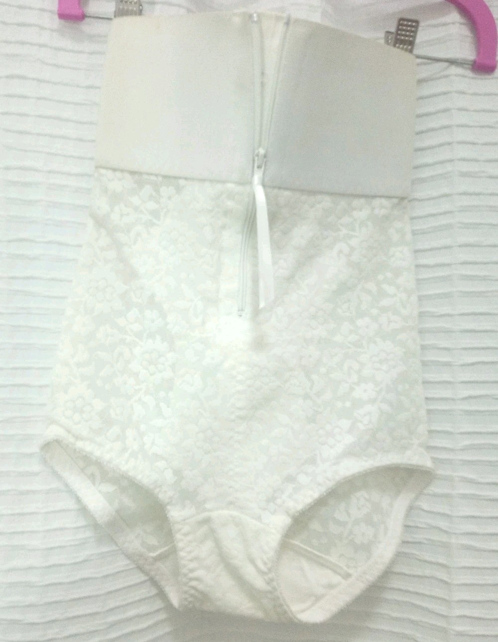 Crown-ette HI-Waistd Girdle Brief Front zipper White size small VINTAGE USA
