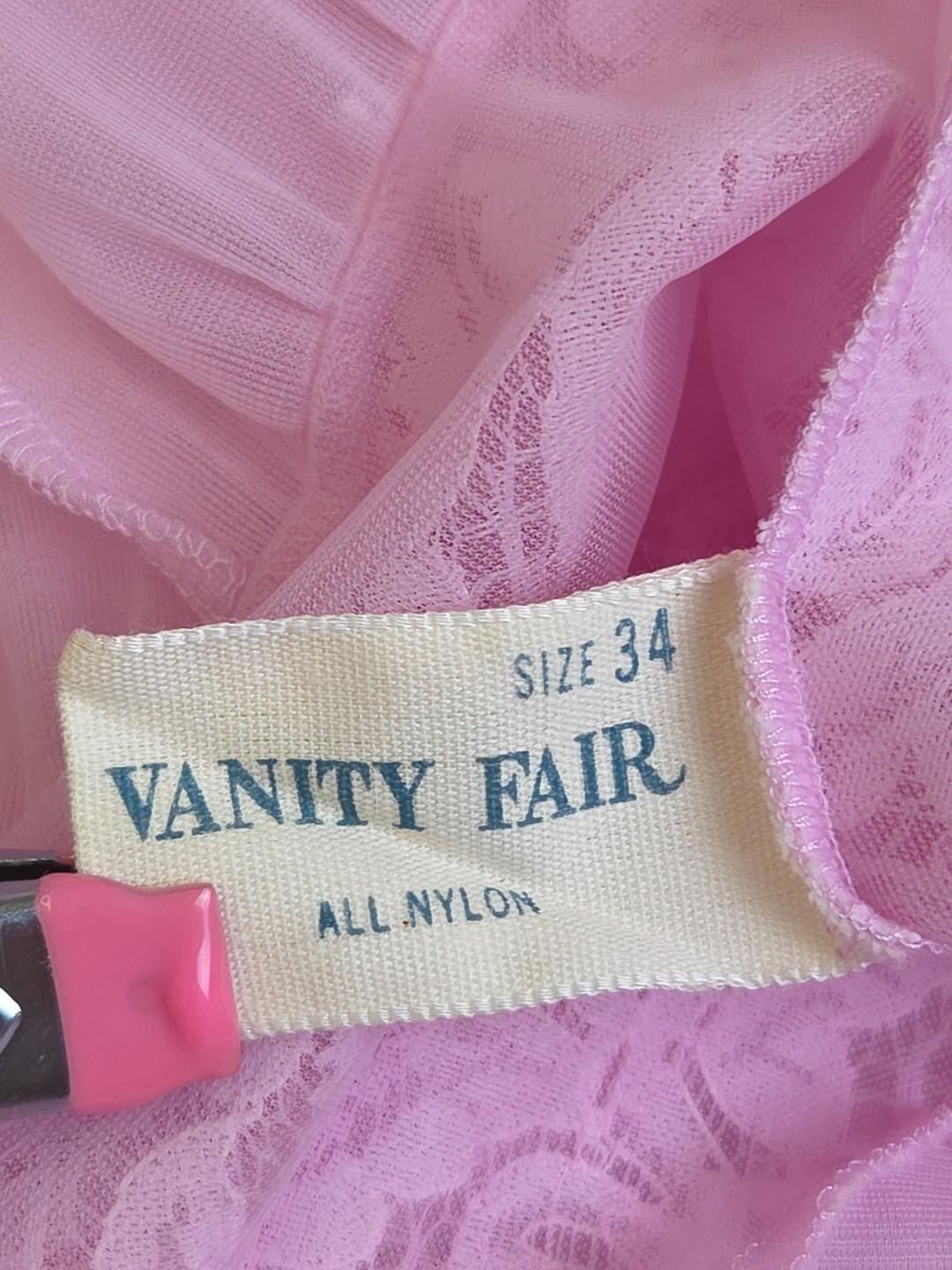 Vtg 1980s Vanity Fair Long Nightgown Lilac Purple Chiffon Nylon Lace Sz 34