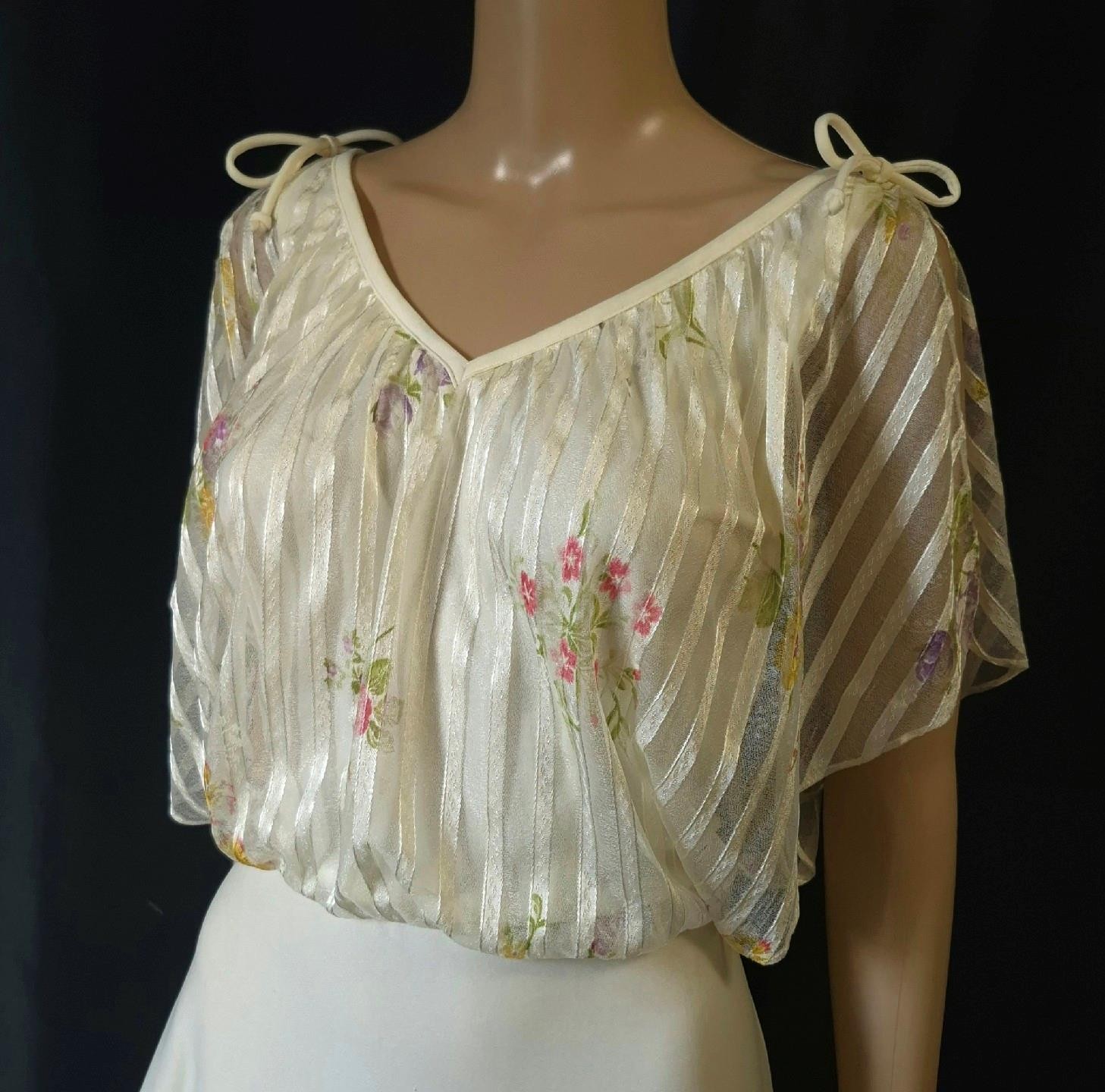 BOHEMIAN vintage 1970s FLOATY CHIFFON & DRAPED JERSEY MAXI DRESS – S