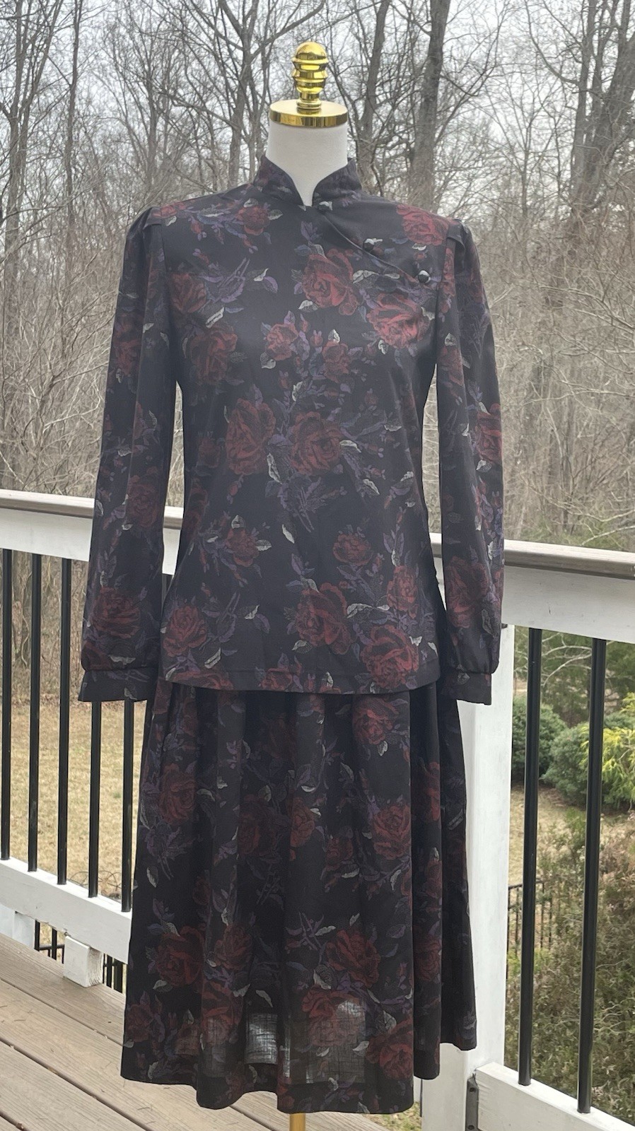 Vintage Southern Lady Rose Blouse and Skirt Set Size 7/8 Small