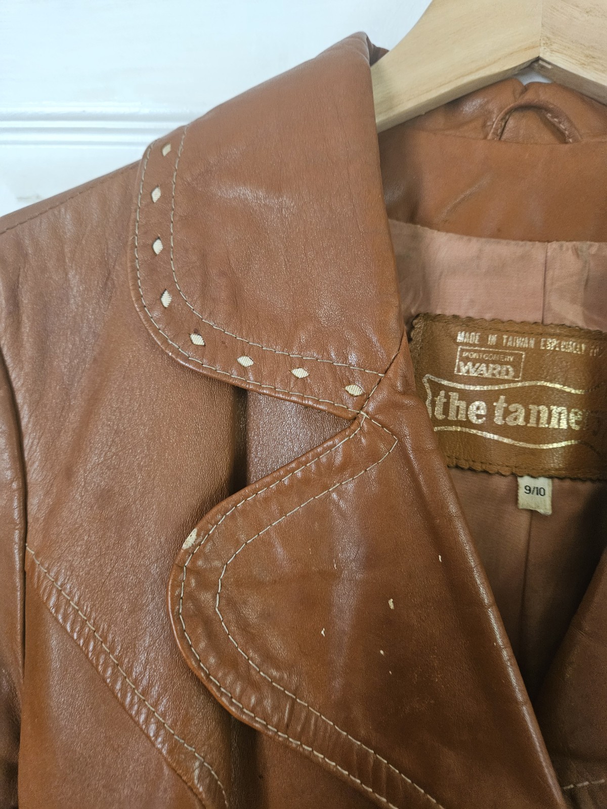 VTG Montgomery Ward The Tannery Women’s Leather Trench Coat Size 9/10