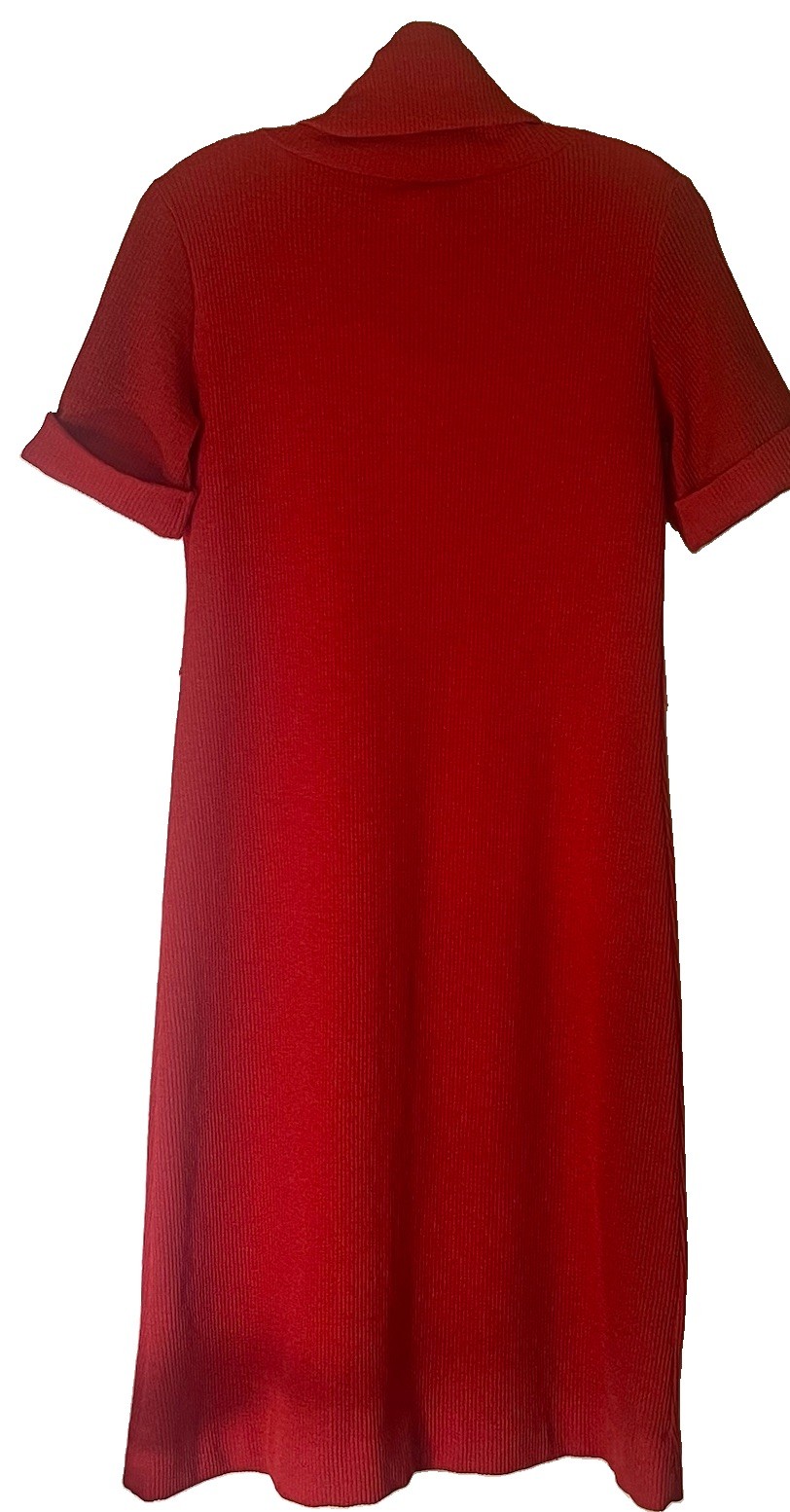 Vintage 70s ILGWU Dress Vest Set Red Cowl Neck Retro Mod Outfit Womens USA Made