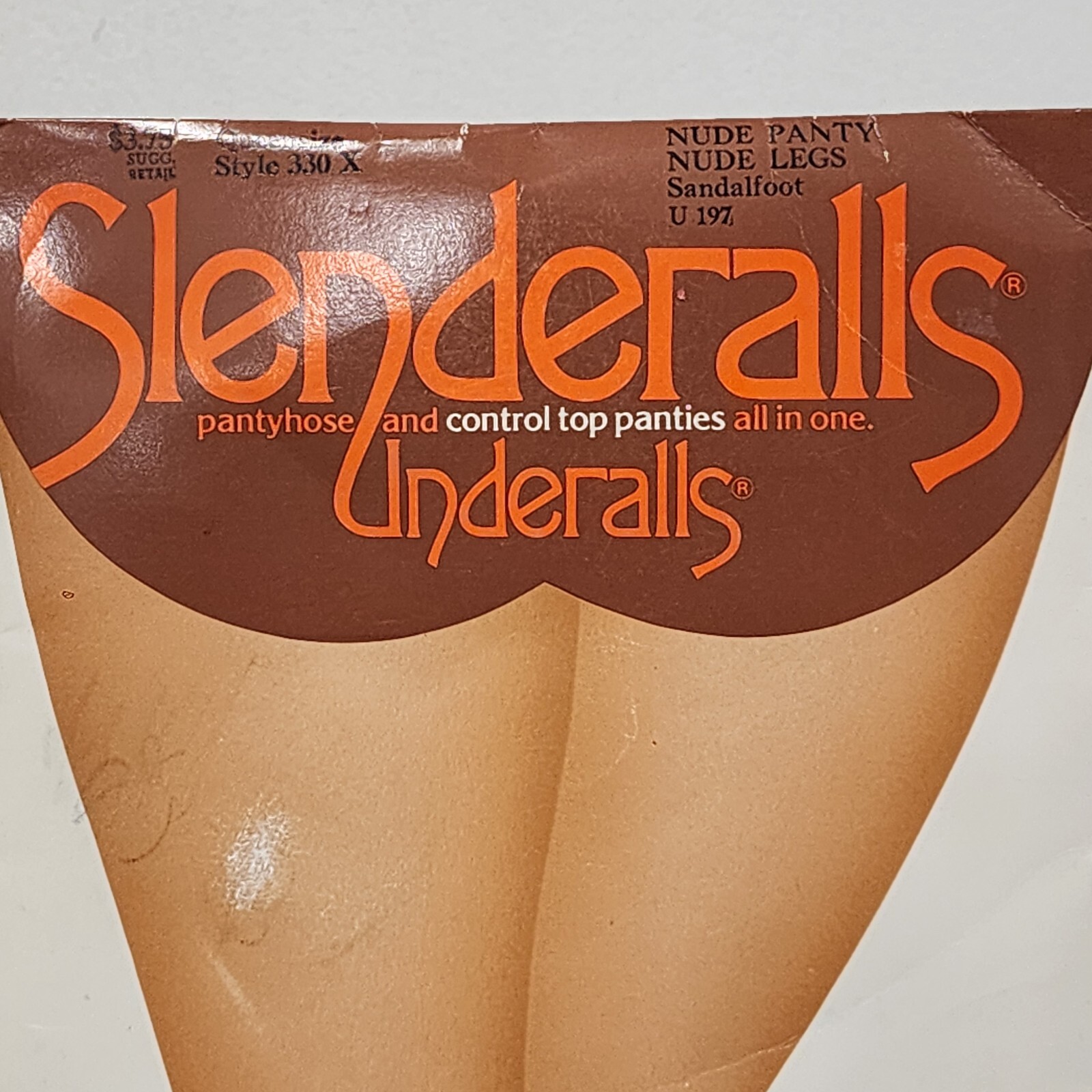 NOS Vintage 1985 Slenderalls by Underalls Pantyhose #330 Queen Nude legs & brief
