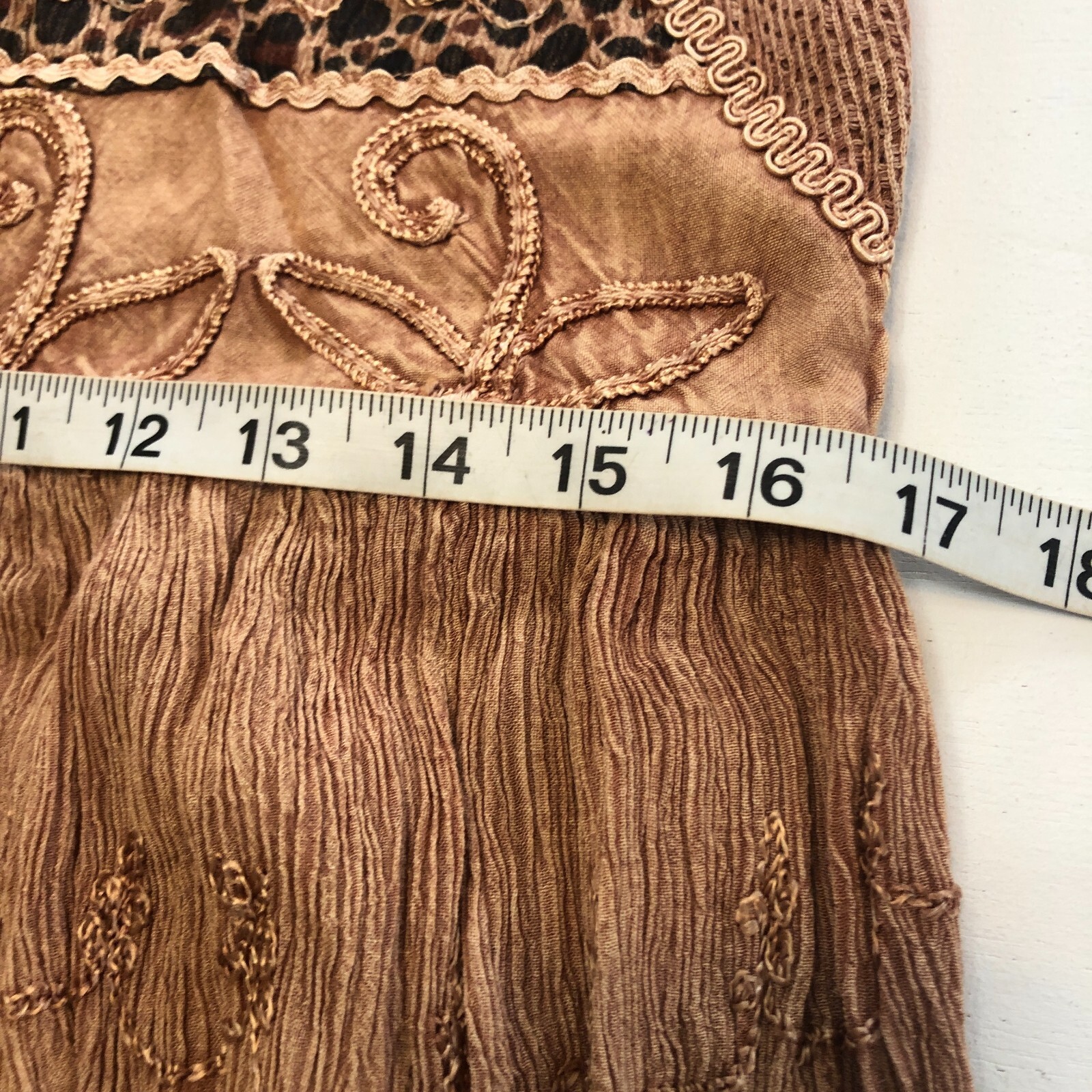 VTG 80s M.P.H. Funky Boho Hippie Embroidered Casual Midi Dress Sz M