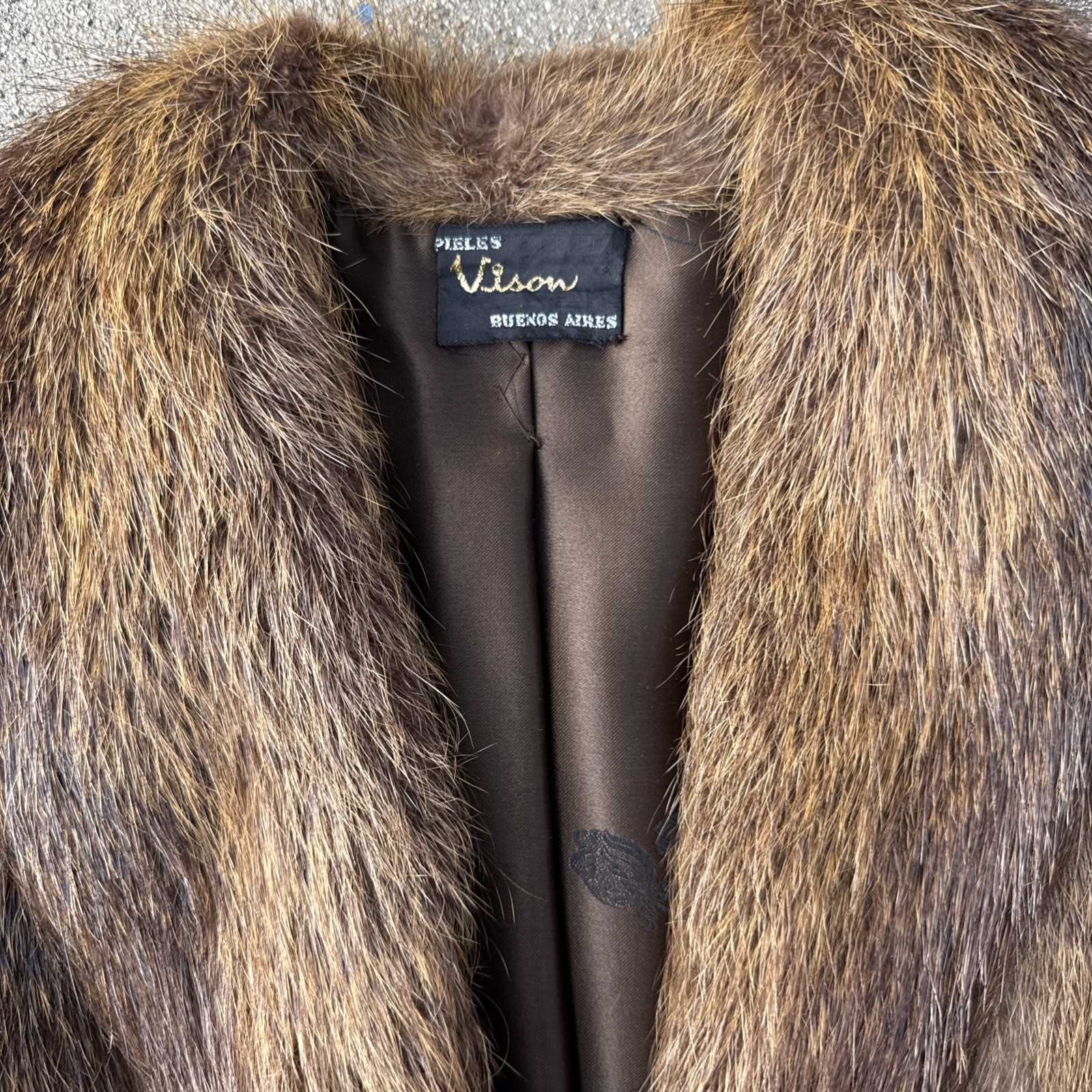 Argentina Golden Nutria Shades of Brown Fur Coat Shoulder Pads SZ M – L