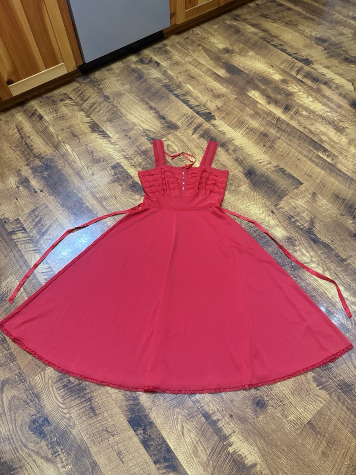 Vintage 50s 60s Henson Kickernick Frilly Pin Up Lace Slip Dress M 36 Rockabilly