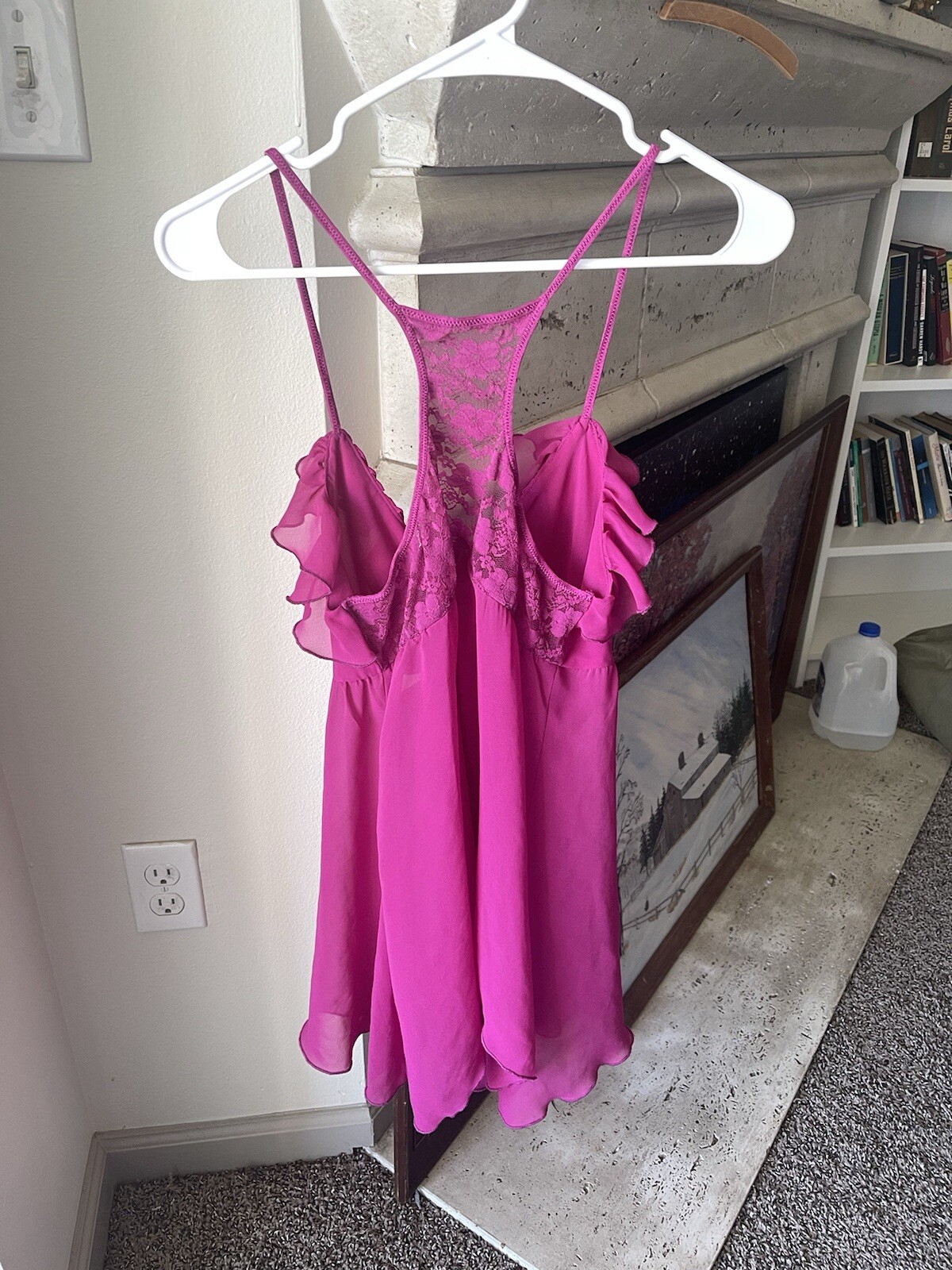 Hot Pink Lingerie Nighty Romantic Coquet Slip Dress Ruffles Spring Fairycore