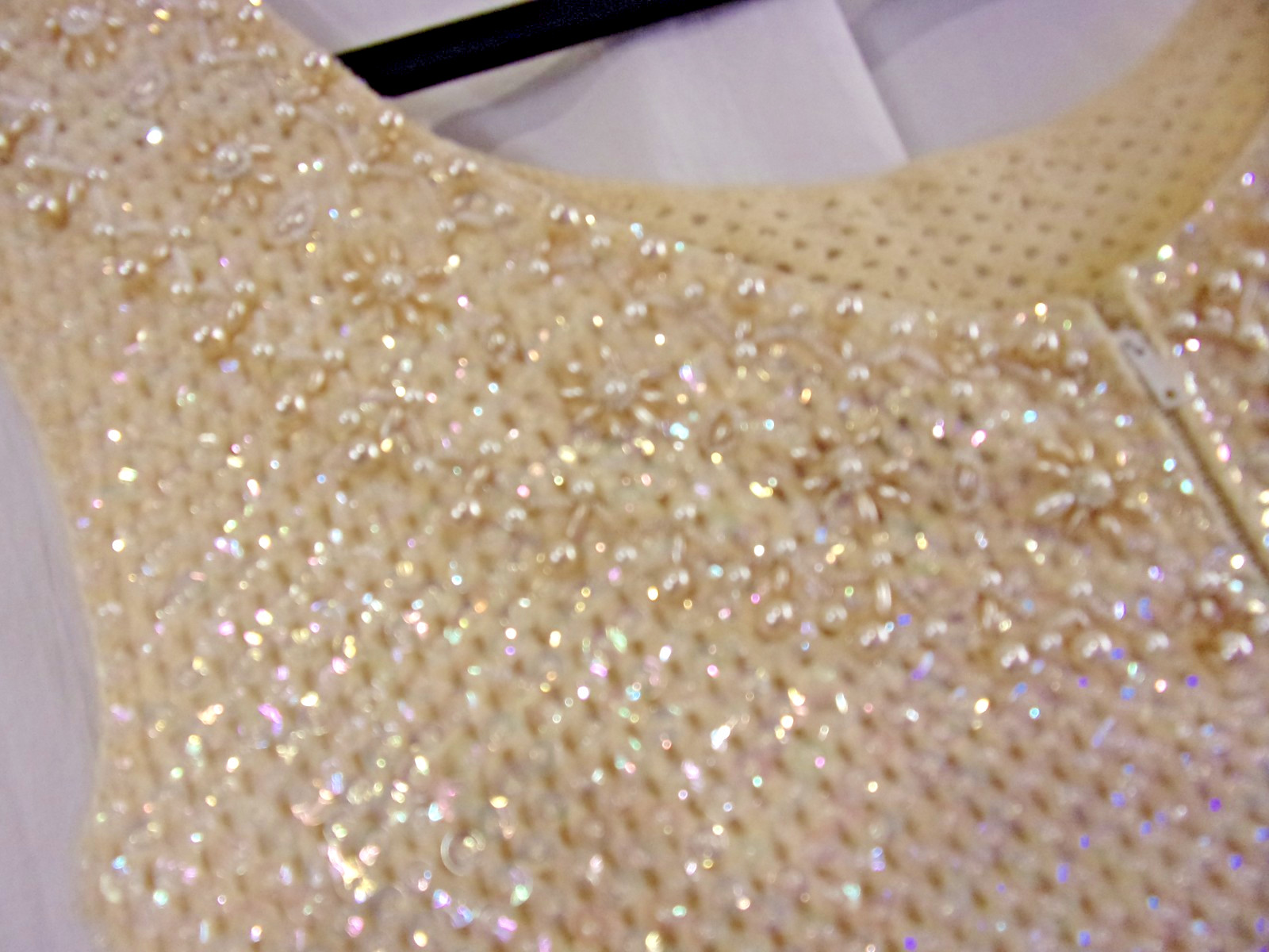 Gene Shelly’s Boutique Internationale Dress Ivory Crystal Cocktail Dress S/ M