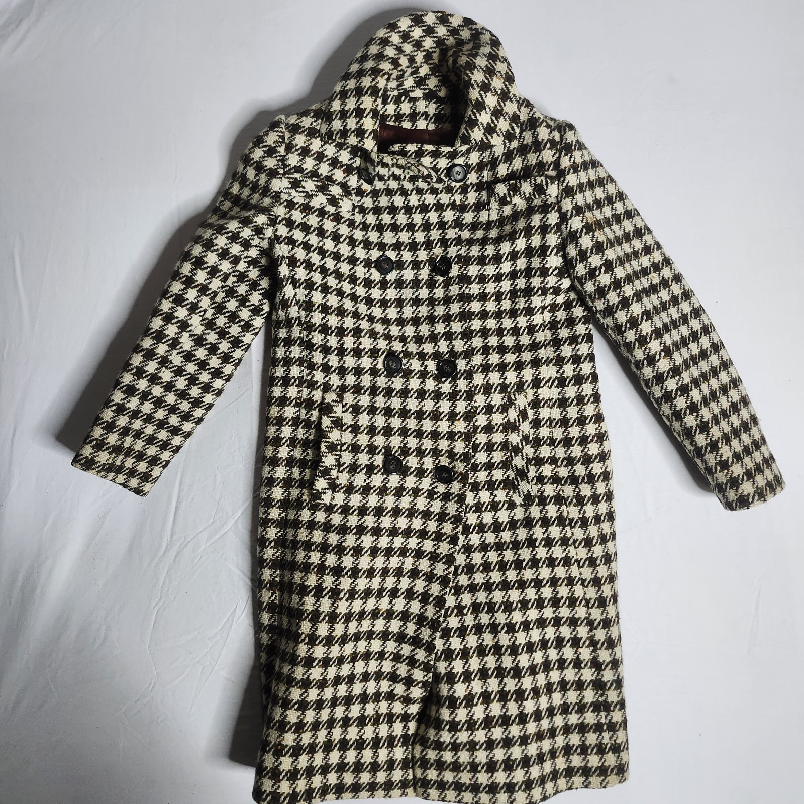 Vtg 100% Wool Coat Hand Made Ladies 18″ Pit To Pit 27″ Pit To Bot 48″ish Arm-Arm