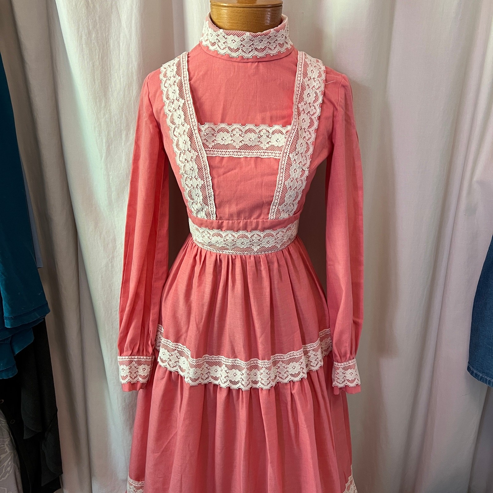 Vtg 70s prairie style maxi dress romantic western cottage core Victorian revival