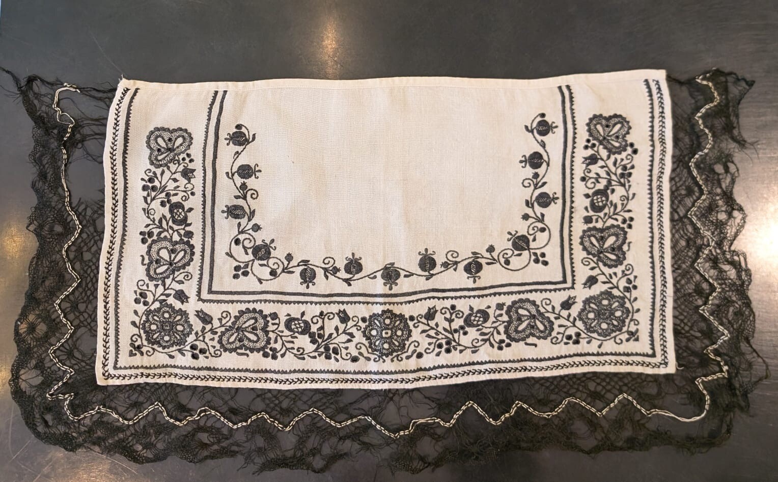 ANTIQUE EASTERN EUROPEAN HAND EMBROIDERED FOLK COSTUME APRON AS ACQUIRED 