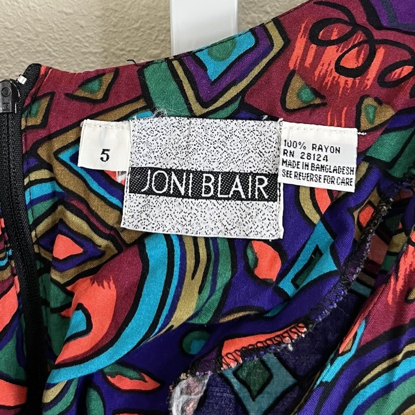 Vintage Joni Blair Vintage 80s Abstract Romper Women’s Size 5 Colorful Tie Front